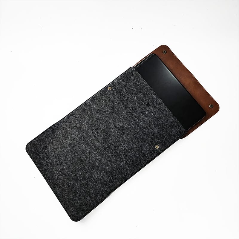 16" Felt Laptop and Tablet Case with Vegan Leather Cover