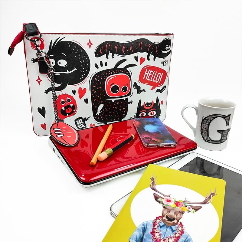 Print Laptop and Tablet Bag (with strap and wallet)