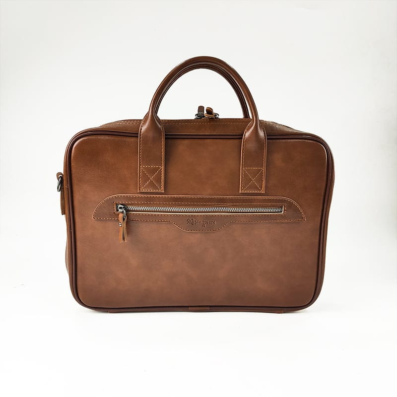 Leatherette Organizer Laptop Bag with Strap and Zippers