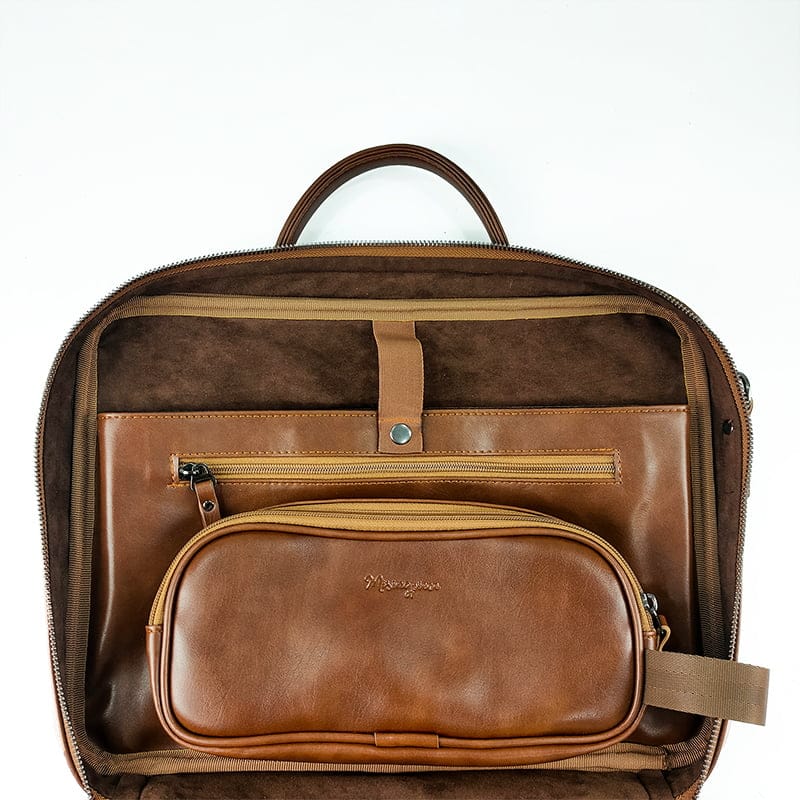 Leatherette Organizer Laptop Bag with Strap and Zippers