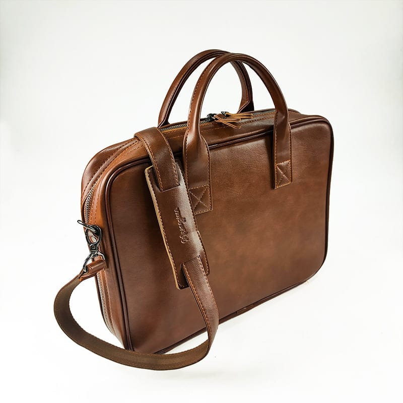 Leatherette Organizer Laptop Bag with Strap and Zippers