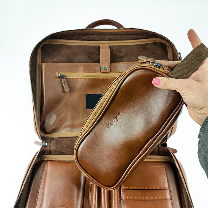 Leatherette Organizer Laptop Bag with Strap and Zippers