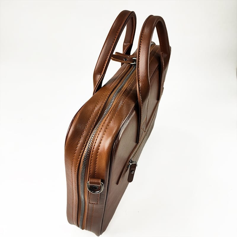 Leatherette Organizer Laptop Bag with Strap and Zippers