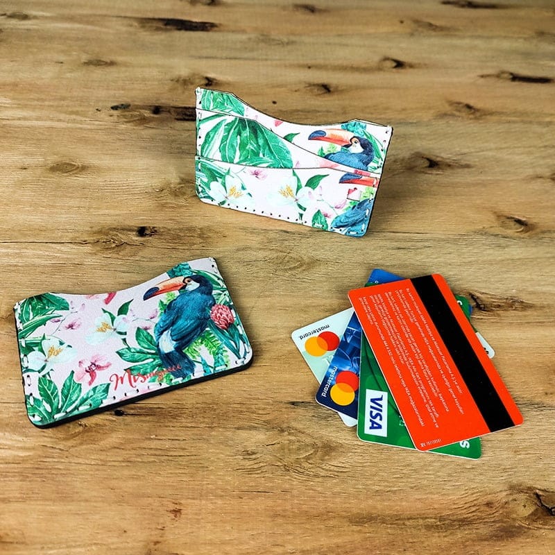 Unisex Vegan Leather Card Holder with Print
